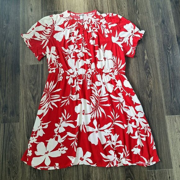 💙 Ara & Viv Soft Flowy Floral Tropical Midi Pockets Summer Dress 100% Rayon Siz - Picture 2 of 11